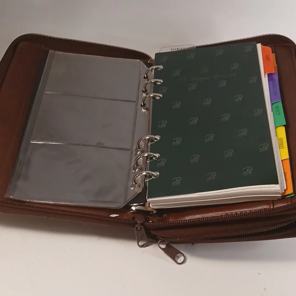 Vintage Phillippe Amiel Dark Red Double Zip Calender Address Organizer Planner